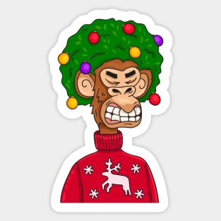 Monkey Christmas Tree Sticker